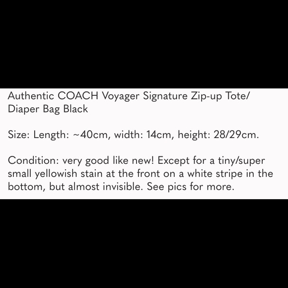 COACH Voyage Signature Zipup Tote/Diaper Bag Black - Picture 16 of 16